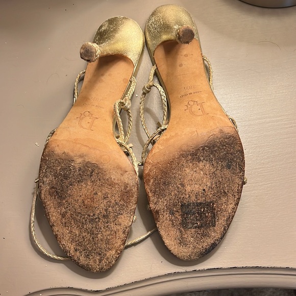 Stunning Vintage Dior gold strappy fringy sandals - Picture 9 of 11